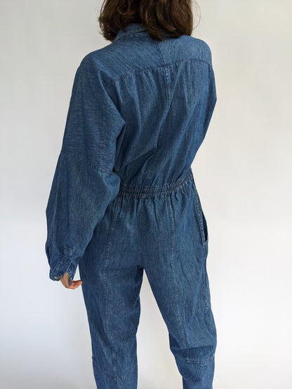 Vintage Calvin Klein Sport Denim Zip Coveralls