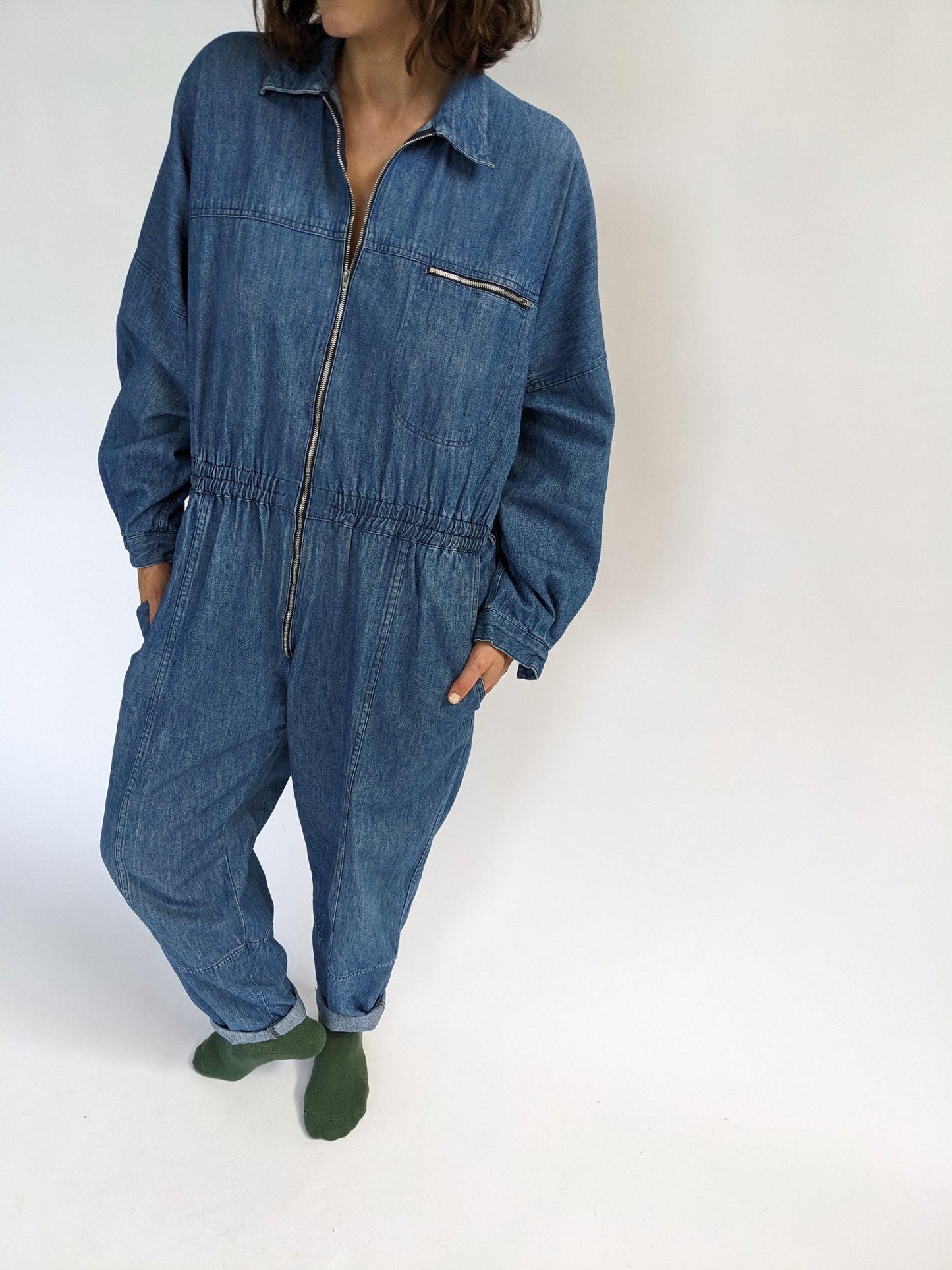 Vintage Calvin Klein Sport Denim Zip Coveralls