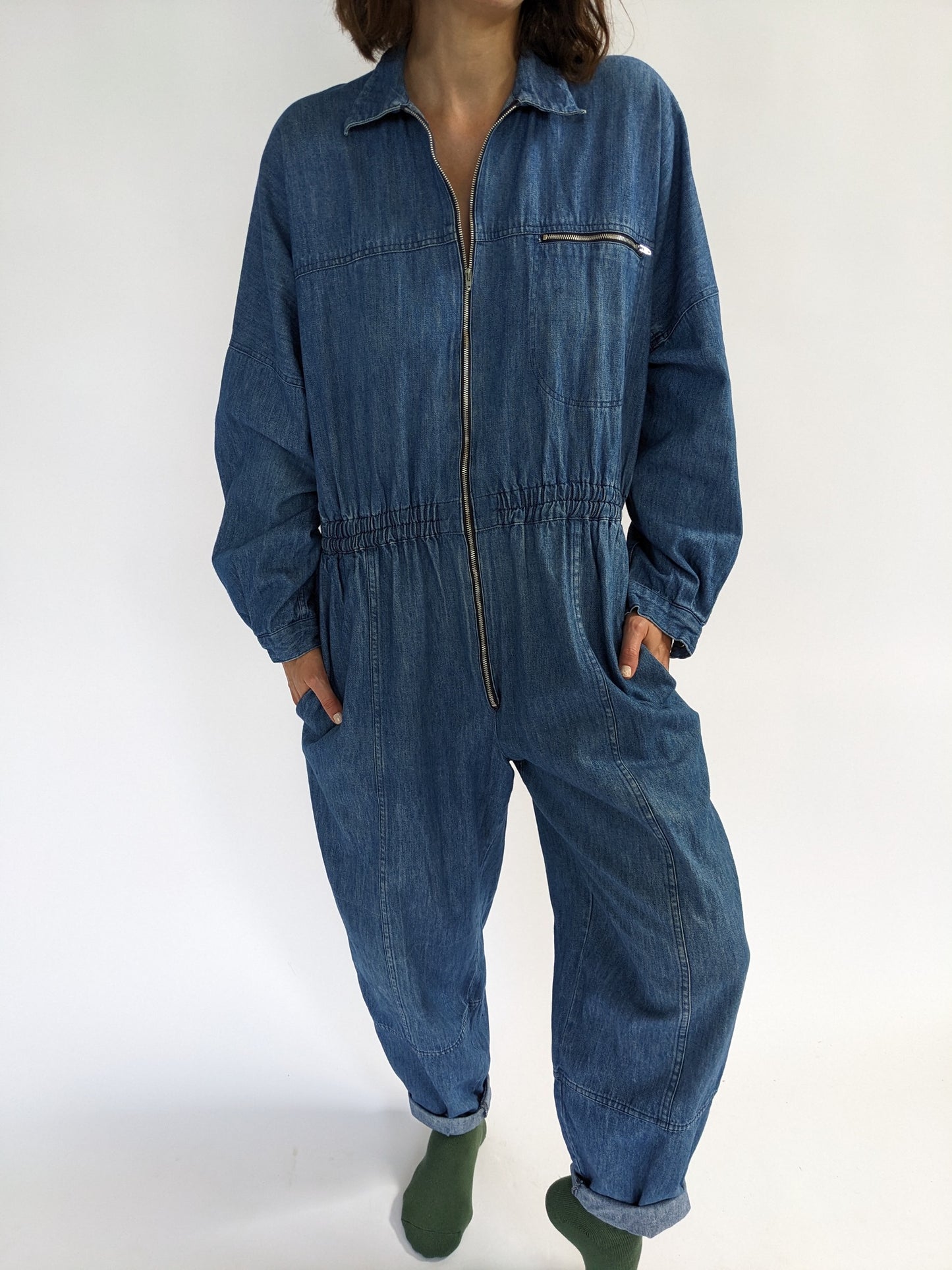 Vintage Calvin Klein Sport Denim Zip Coveralls