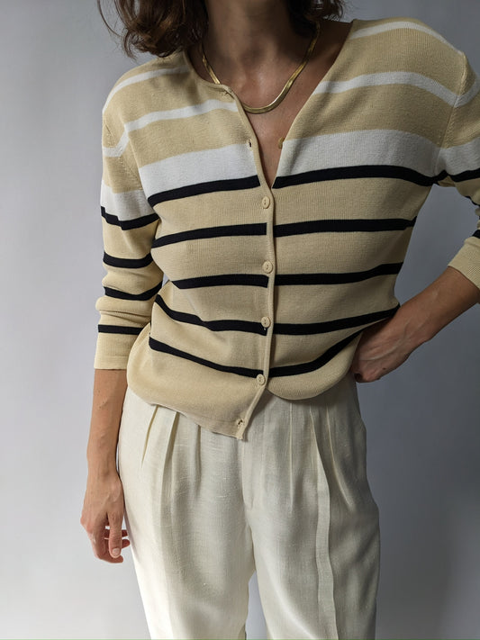 Vintage Butter Striped Silk Cardigan