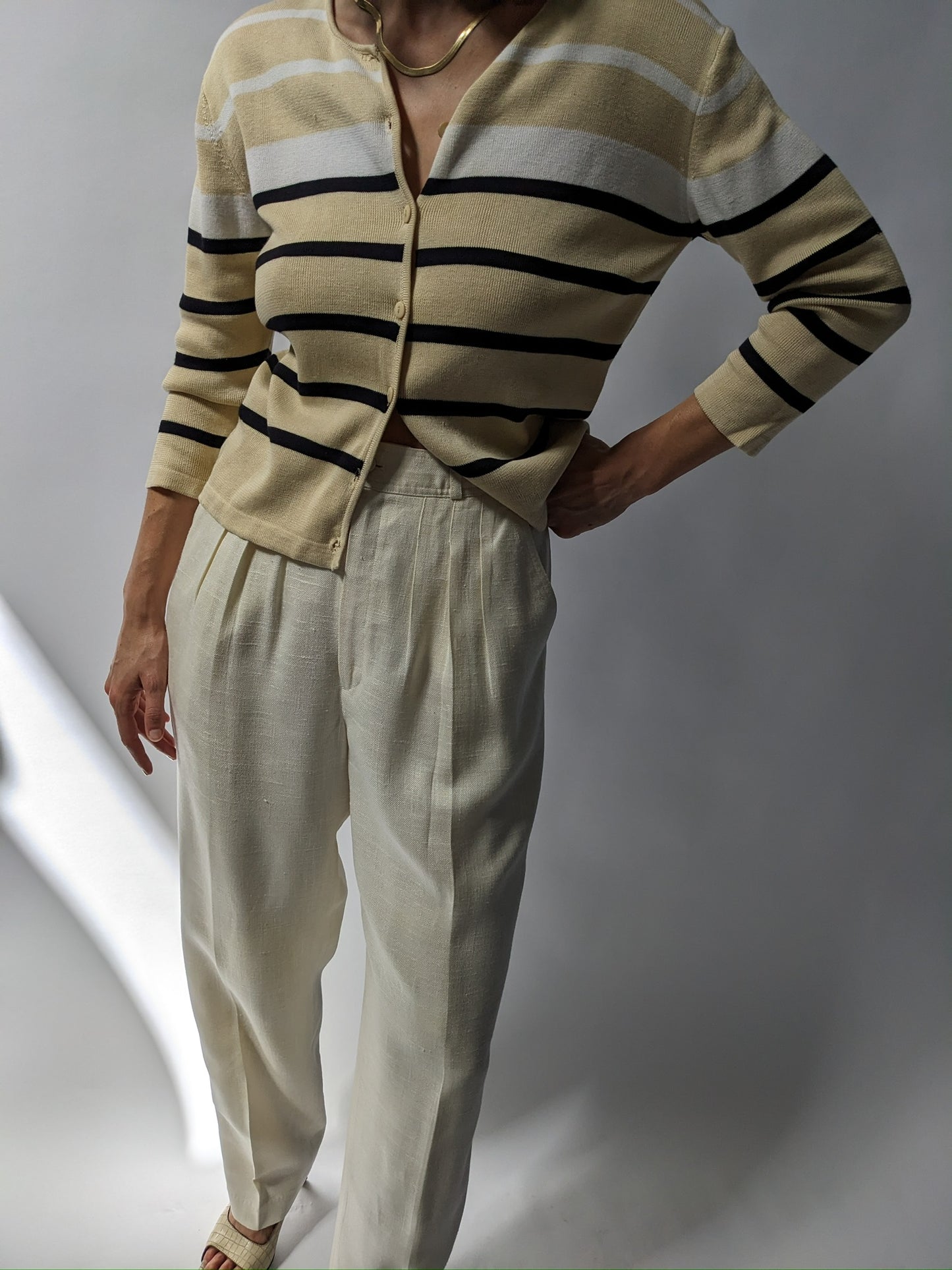 Vintage Butter Striped Silk Cardigan