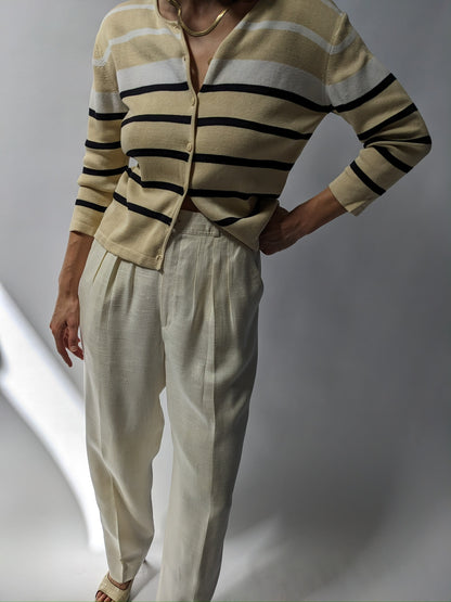 Vintage Butter Striped Silk Cardigan