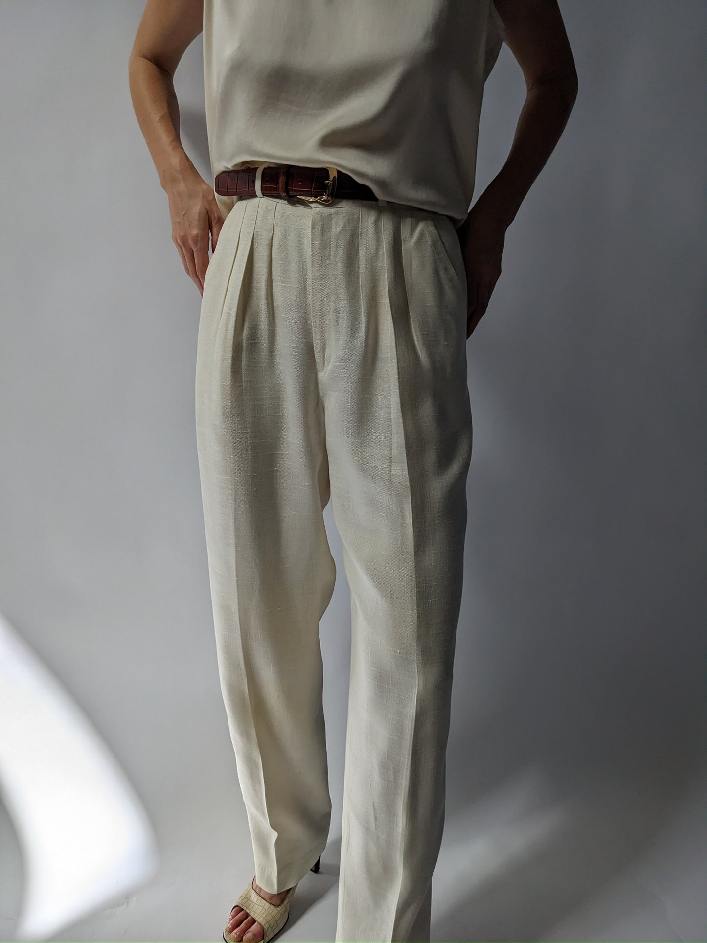 Stunning Vintage Cream Woven Rayon Trousers