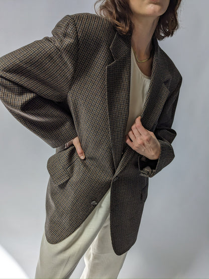 Classic Vintage Woven Wool Blazer