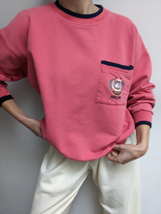 Lovely Vintage Salmon Pocket Sweatshirt