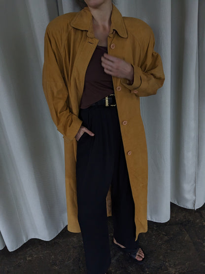 Amazing 90s Camel Suede Long Coat