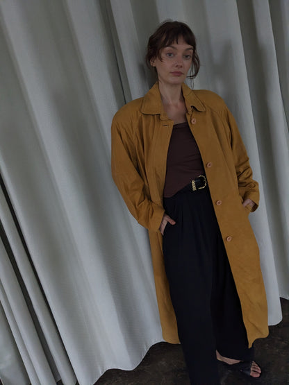 Amazing 90s Camel Suede Long Coat