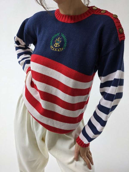 Vintage Nautical Striped Sweater