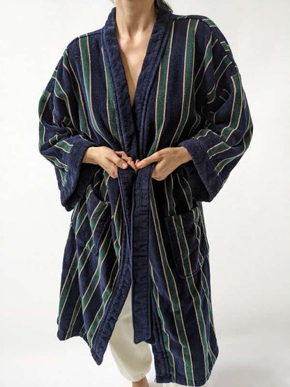 Vintage Striped Terry Cloth Lounge Robe