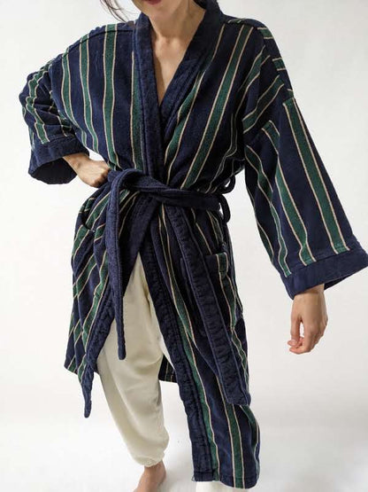 Vintage Striped Terry Cloth Lounge Robe