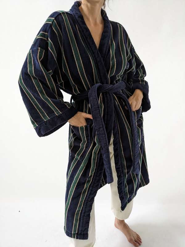 Vintage Striped Terry Cloth Lounge Robe