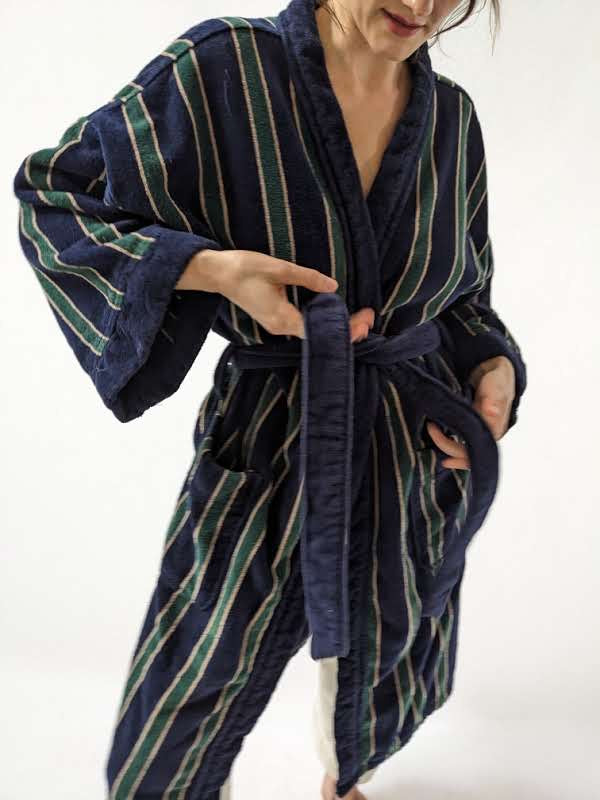 Vintage Striped Terry Cloth Lounge Robe