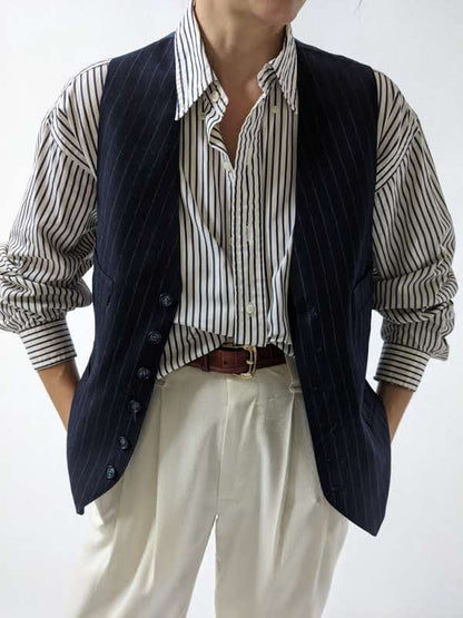 Vintage Pin Striped Tailored Vest