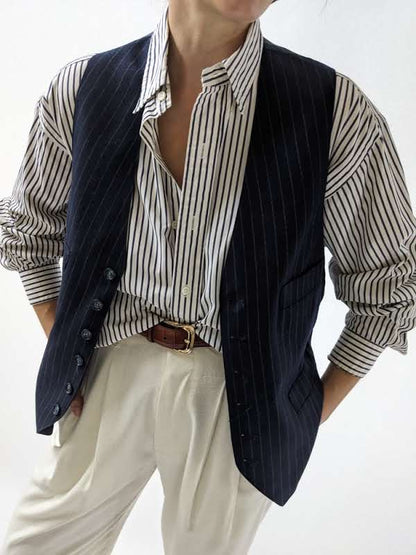 Vintage Pin Striped Tailored Vest