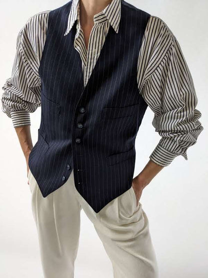 Vintage Pin Striped Tailored Vest