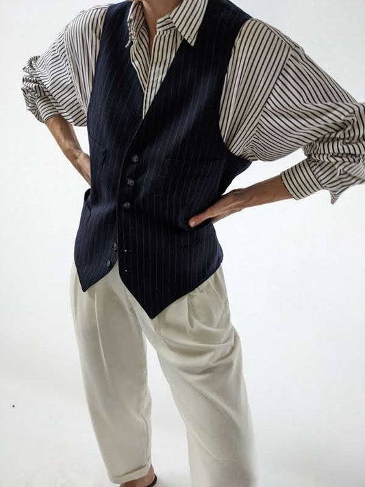 Vintage Pin Striped Tailored Vest