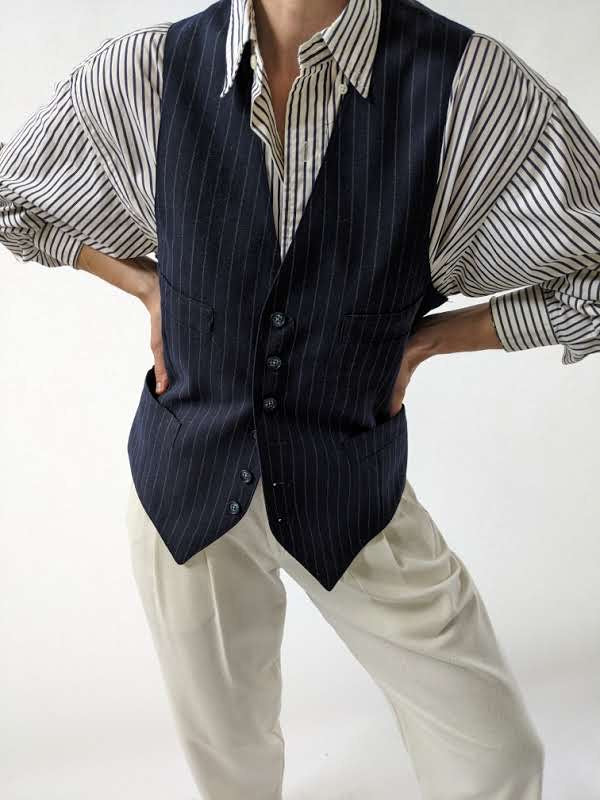 Vintage Pin Striped Tailored Vest