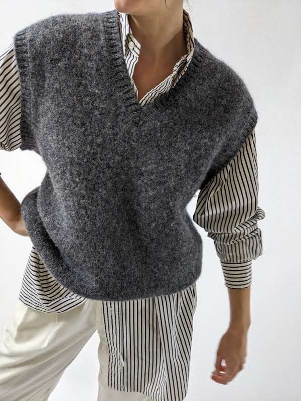 Vintage Grey Wool Sweater Vest