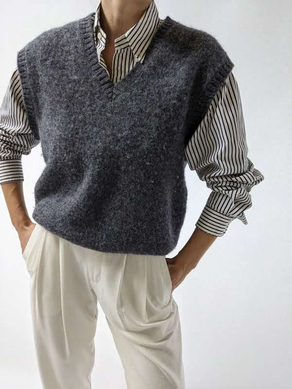 Vintage Grey Wool Sweater Vest