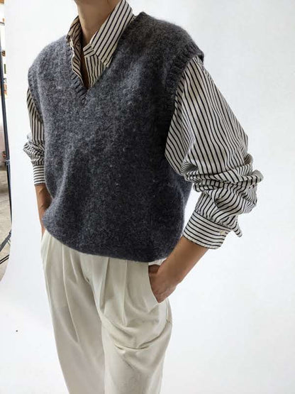 Vintage Grey Wool Sweater Vest