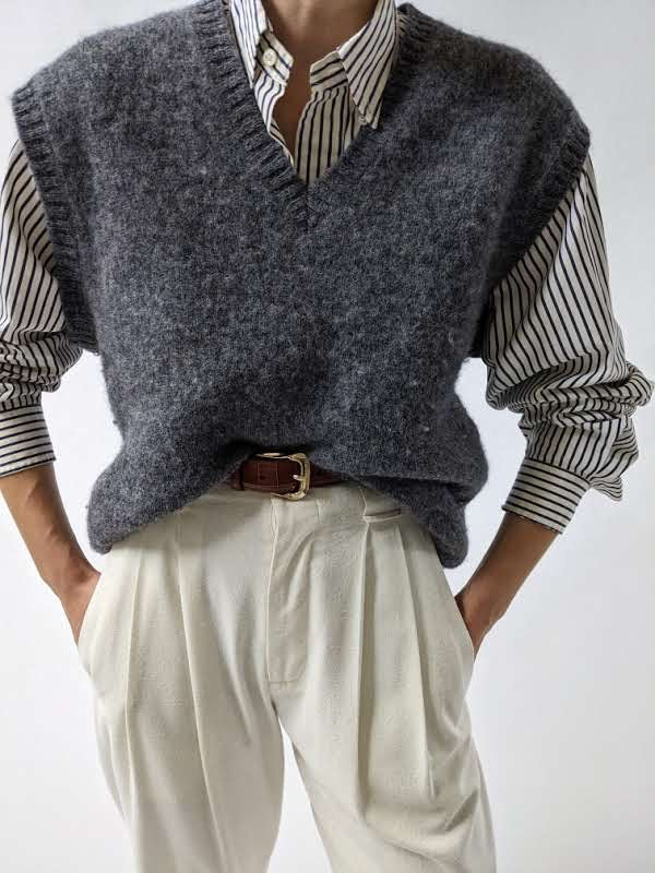 Vintage Grey Wool Sweater Vest