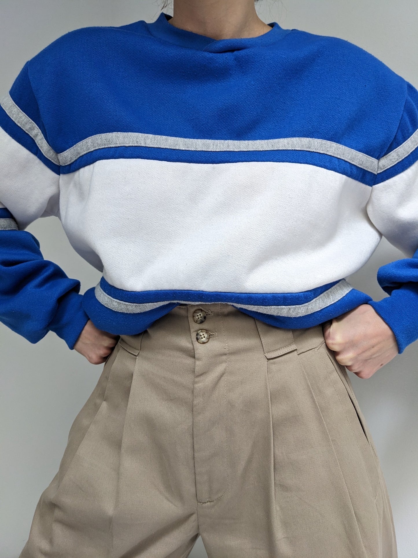 Wide Striped Cobalt & Ivory Sweatshirt