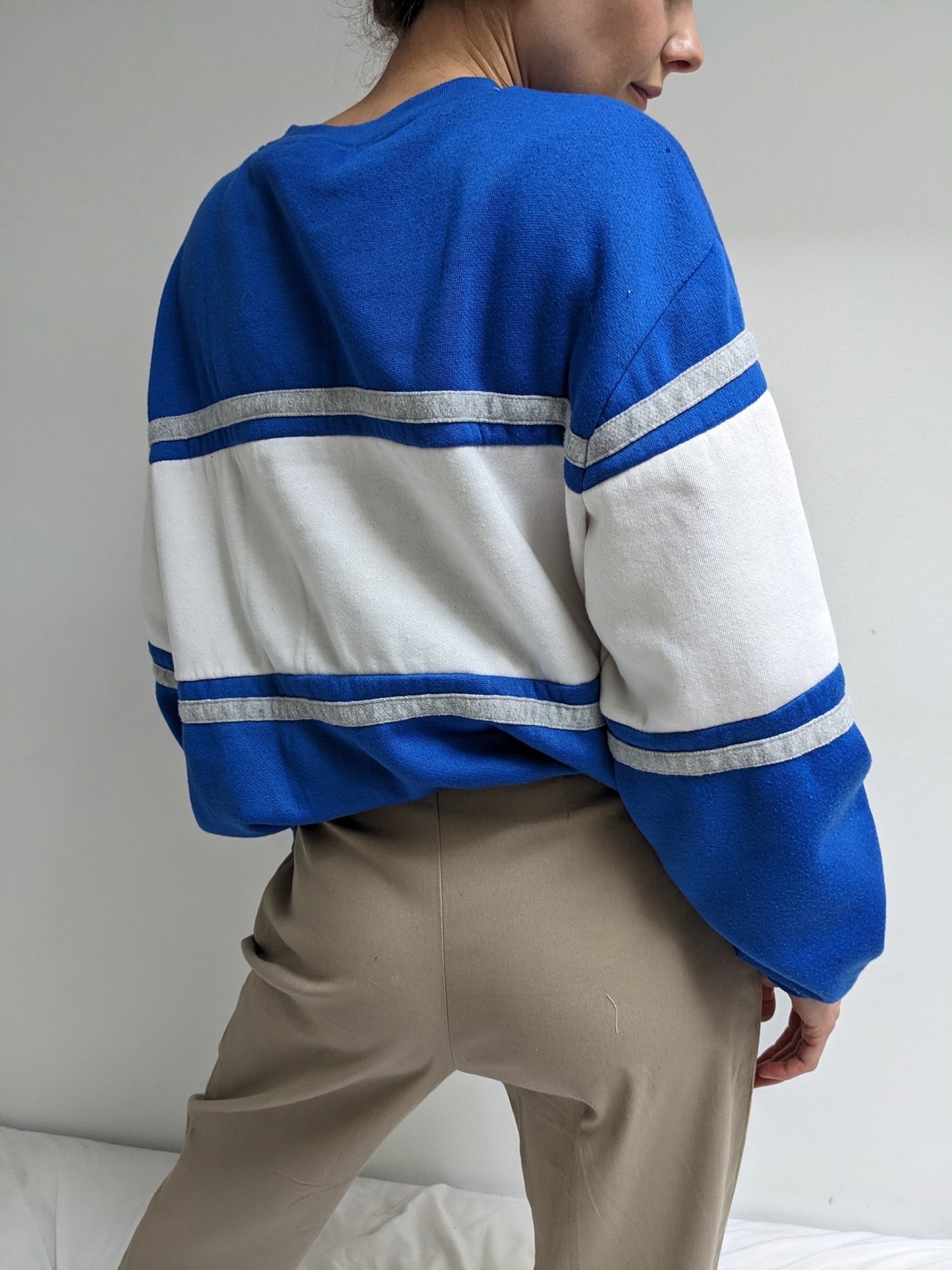 Wide Striped Cobalt & Ivory Sweatshirt