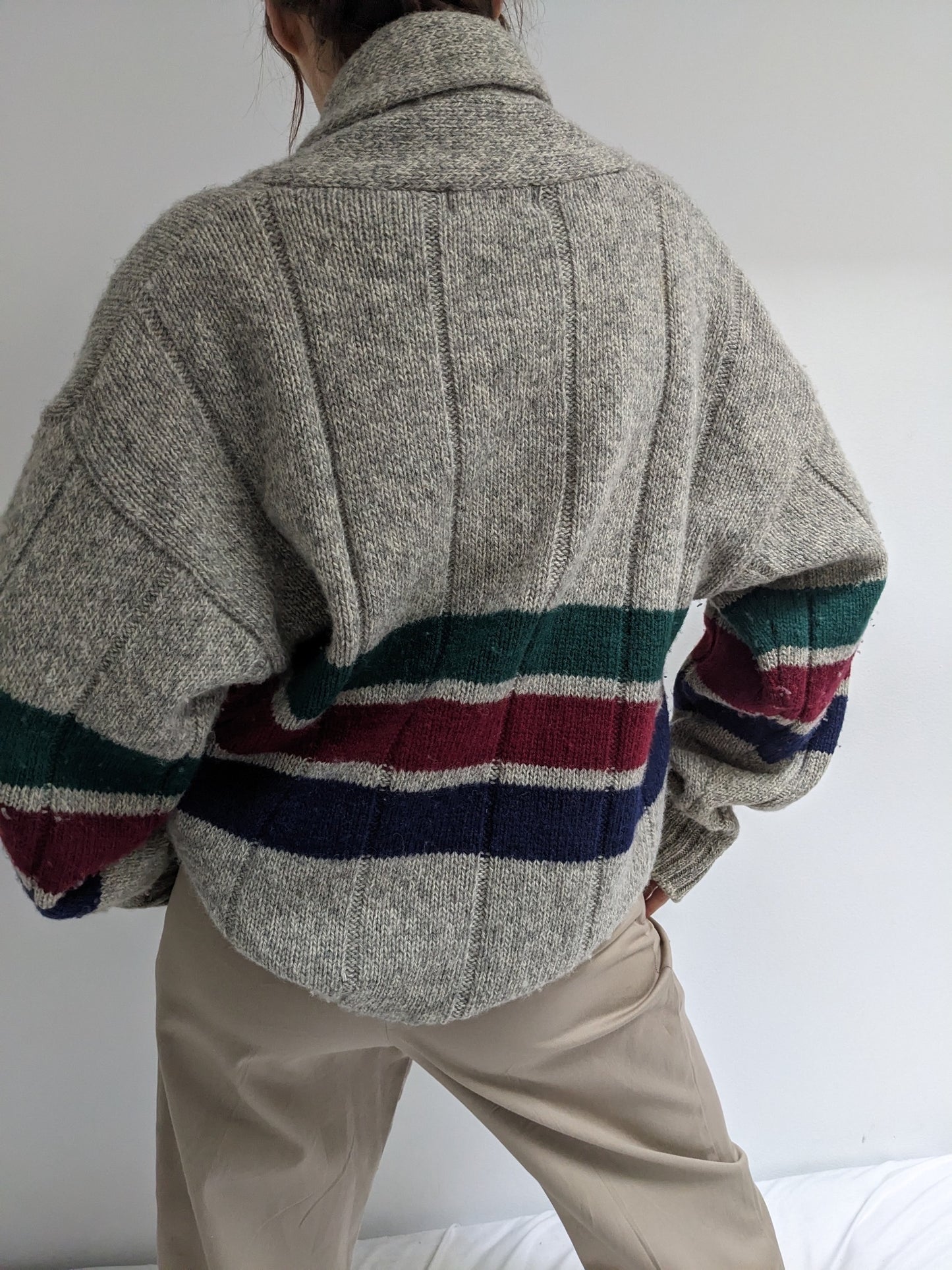 Vintage Shawl-Collar Wool Pullover