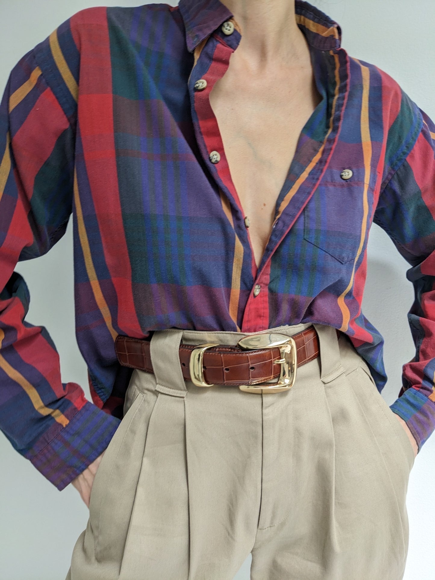 Vintage Bold Plaid Button Up