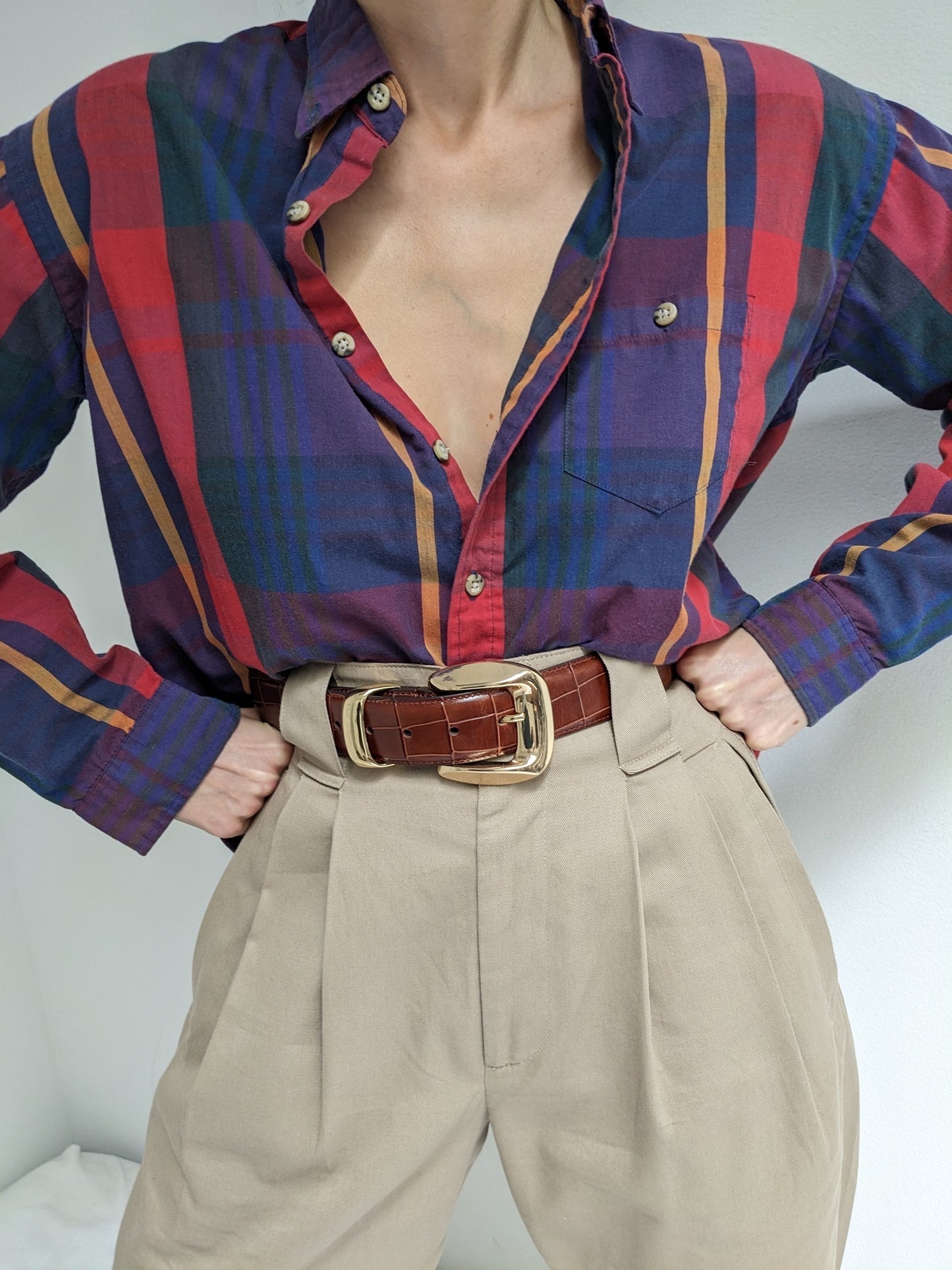 Vintage Bold Plaid Button Up