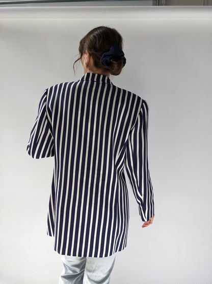 Favorite Vintage Navy & Ivory Striped Silk Blazer