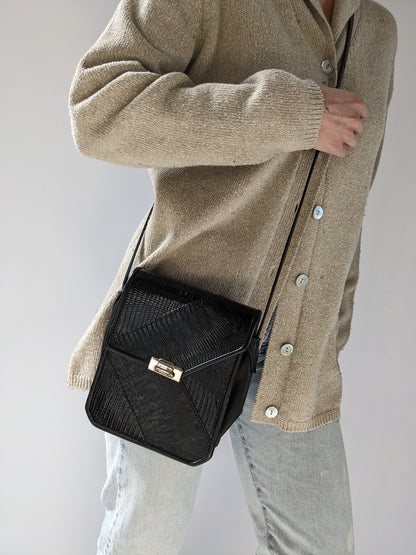 90s Embossed Vegan Leather Crossbody Bag