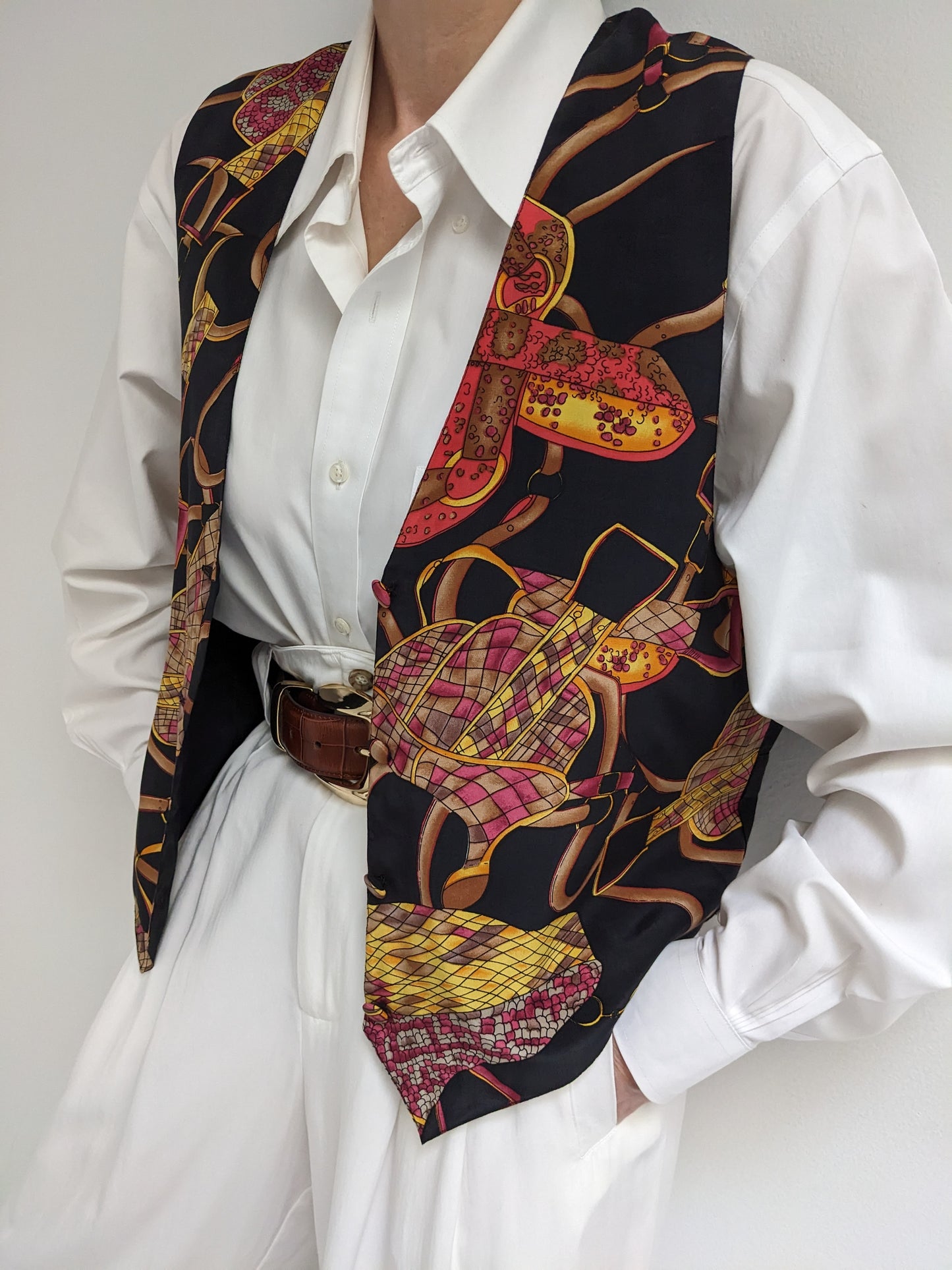 Beautiful Vintage Silk Printed Vest