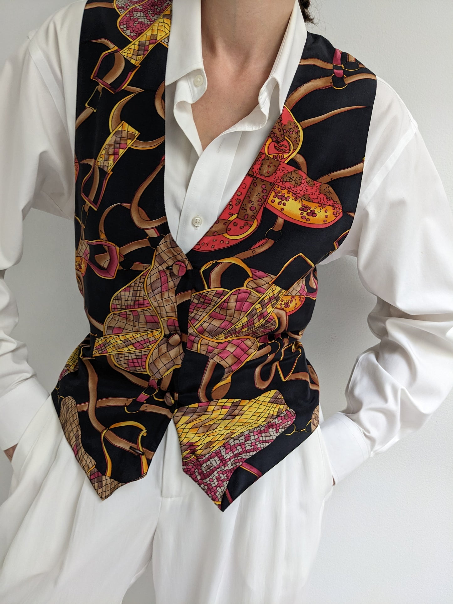 Beautiful Vintage Silk Printed Vest