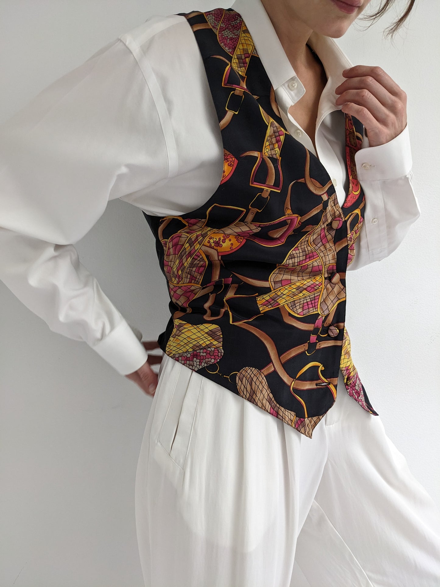 Beautiful Vintage Silk Printed Vest