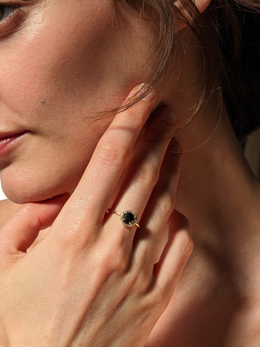 Catbird Black Diamond Aura Ring in Yellow Gold