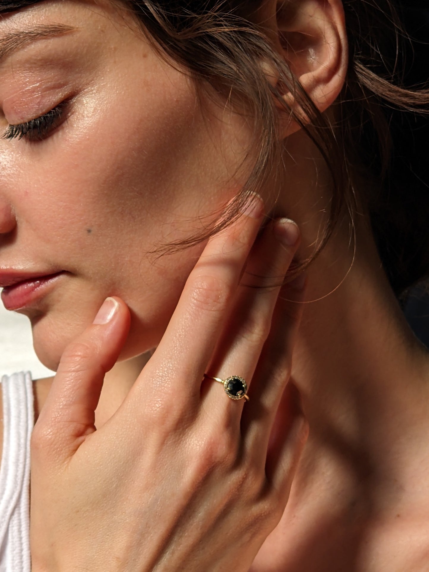 Catbird Black Diamond Aura Ring in Yellow Gold