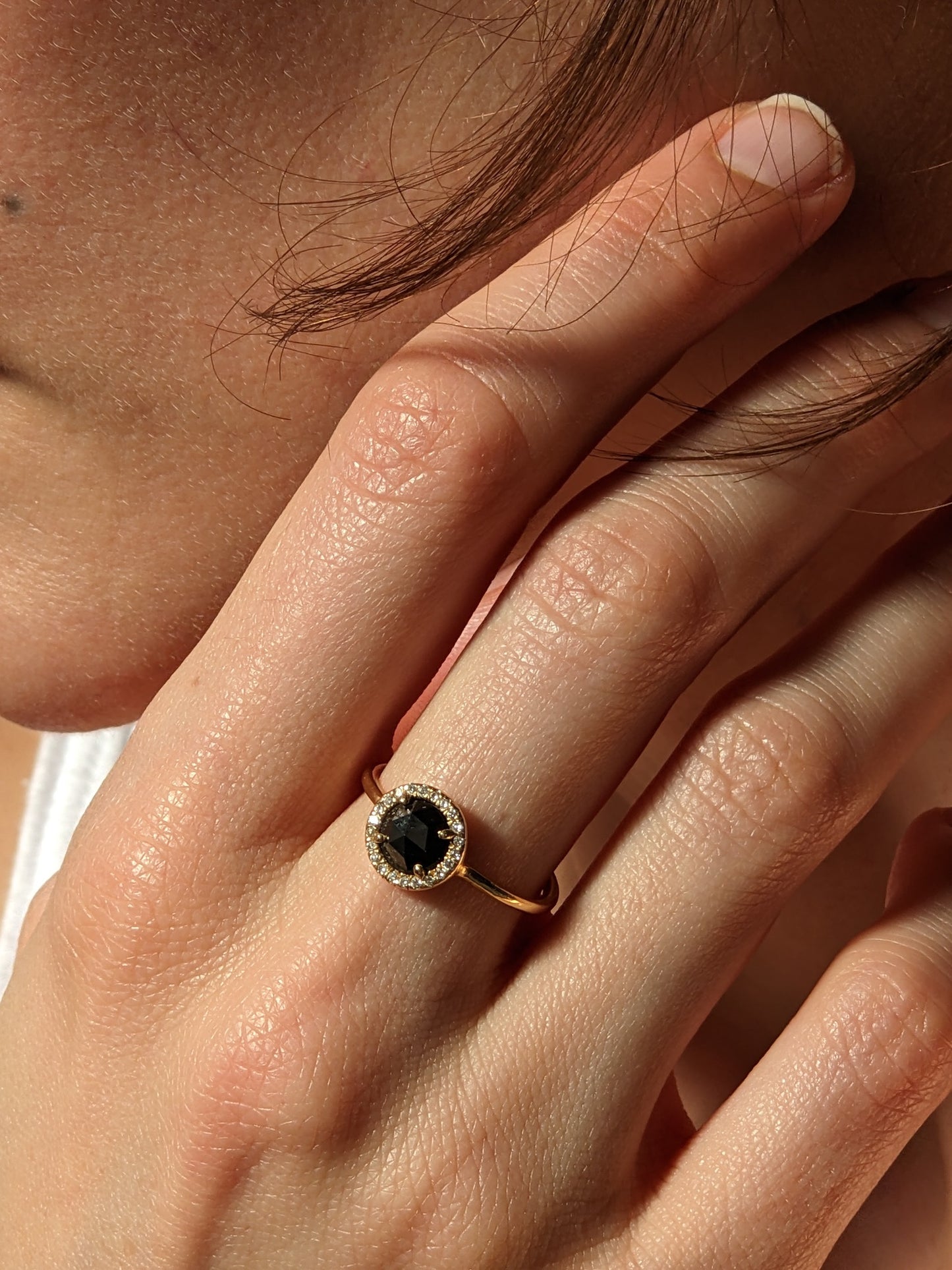 Catbird Black Diamond Aura Ring in Yellow Gold