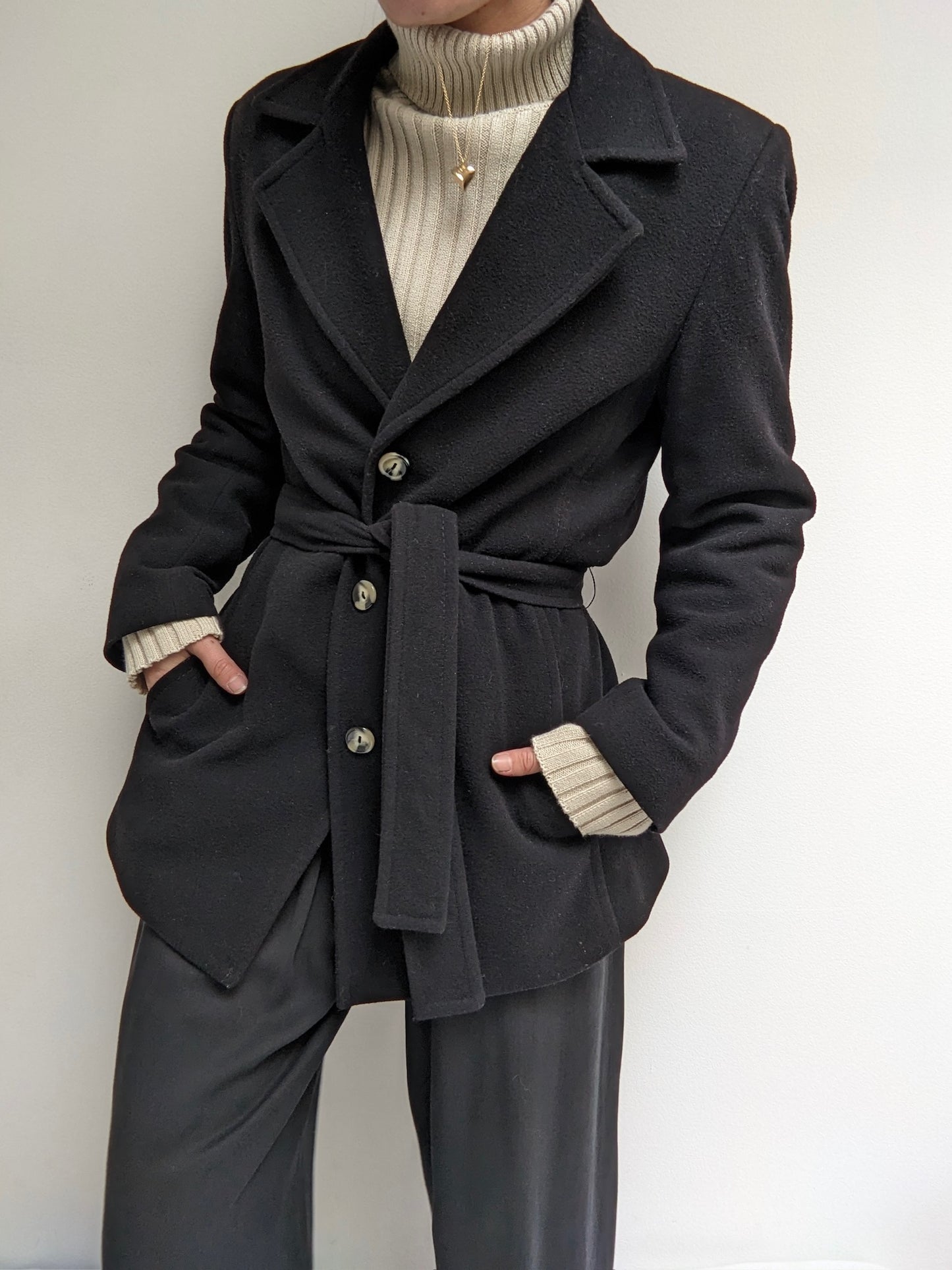 Amazing Vintage Wool & Cashmere Belted Coat