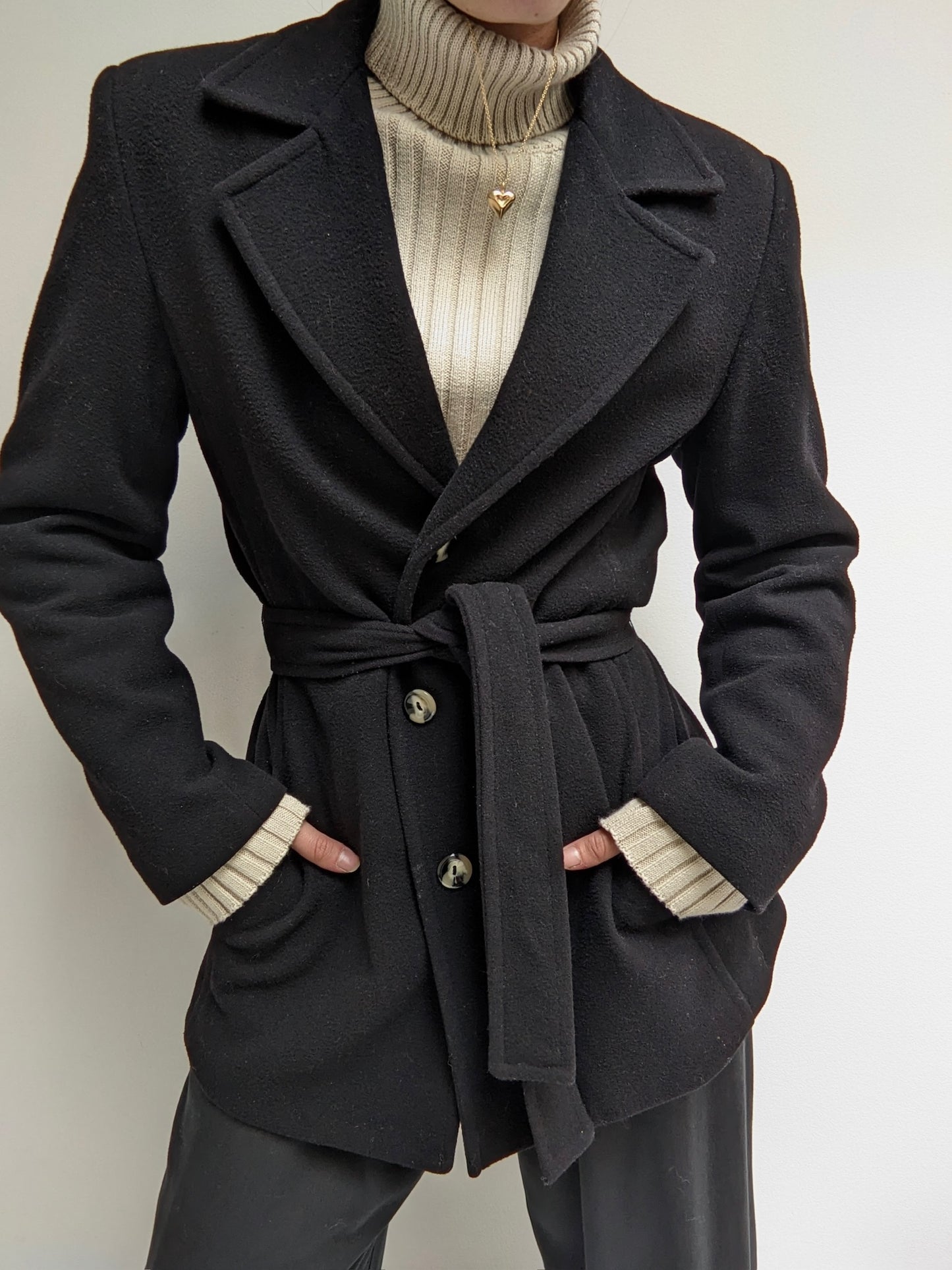 Amazing Vintage Wool & Cashmere Belted Coat