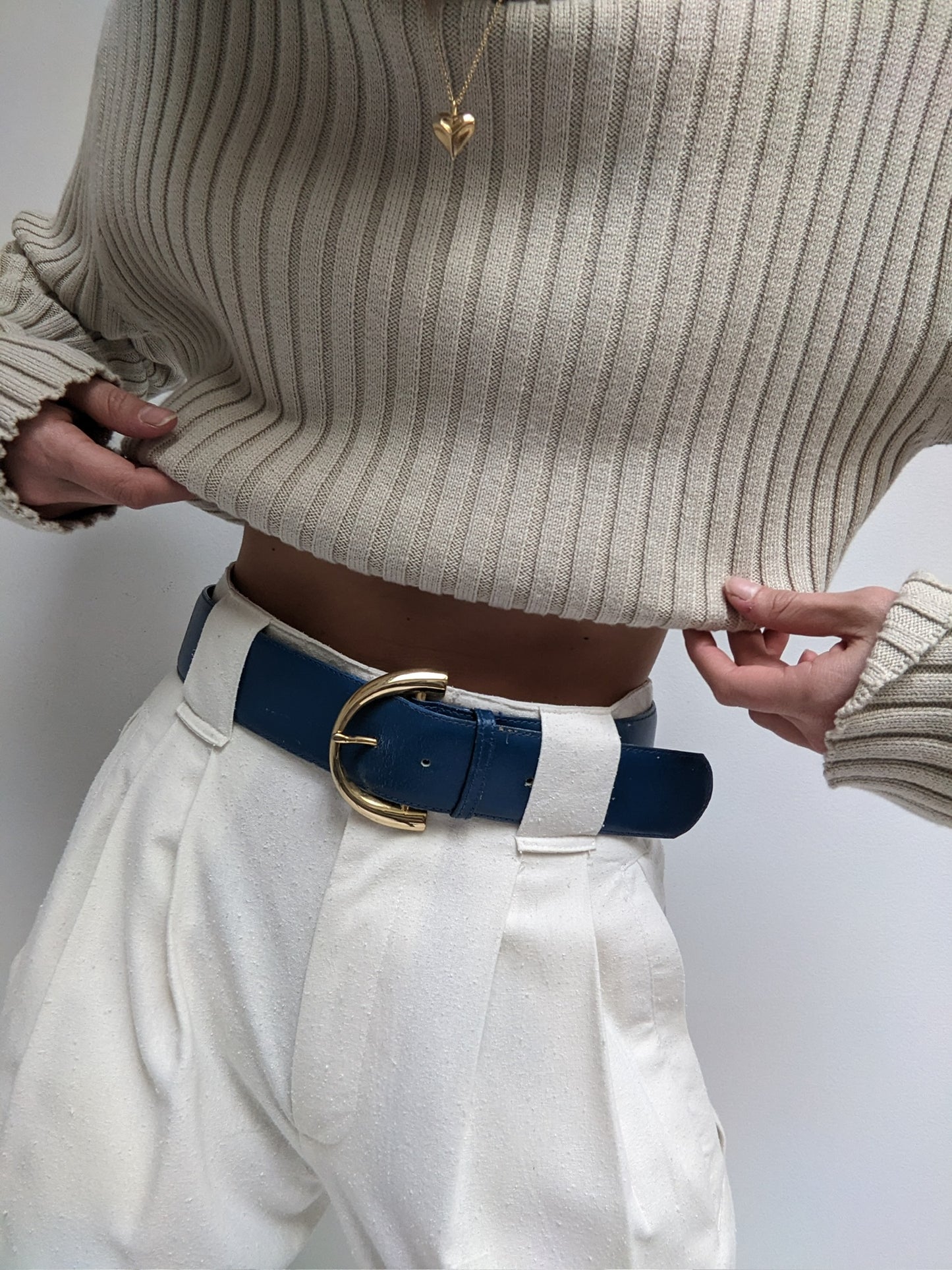 Vintage Wide Cerulean Leather Belt