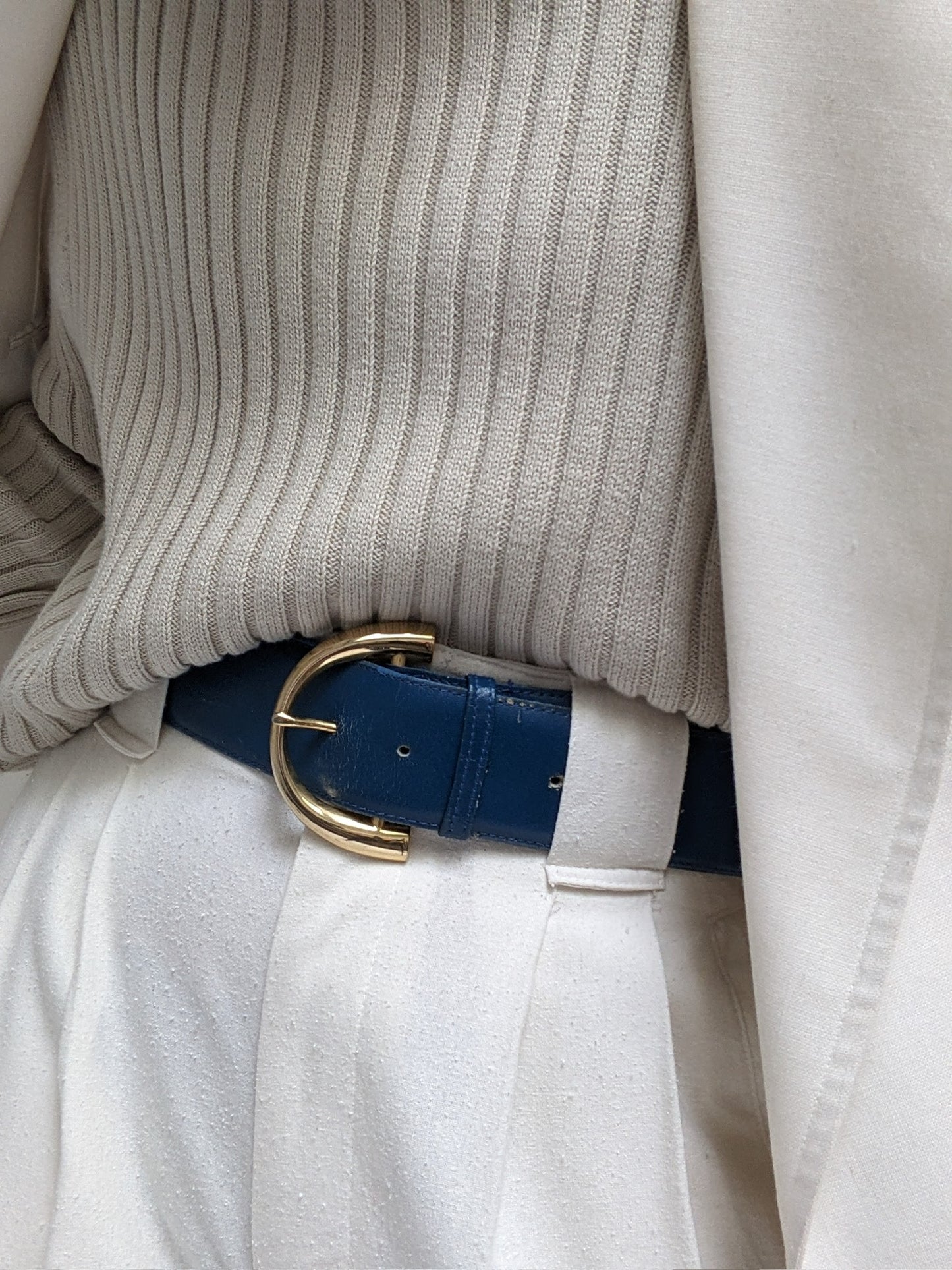 Vintage Wide Cerulean Leather Belt