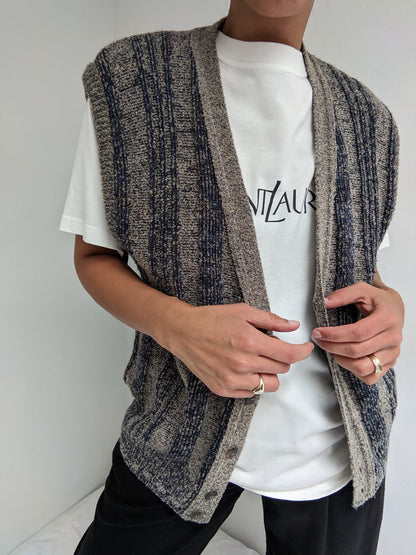 Vintage Stone & Ocean Striped Knit Vest