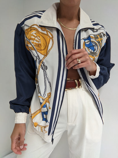 Amazing Vintage Nautical-Themed Silk Bomber