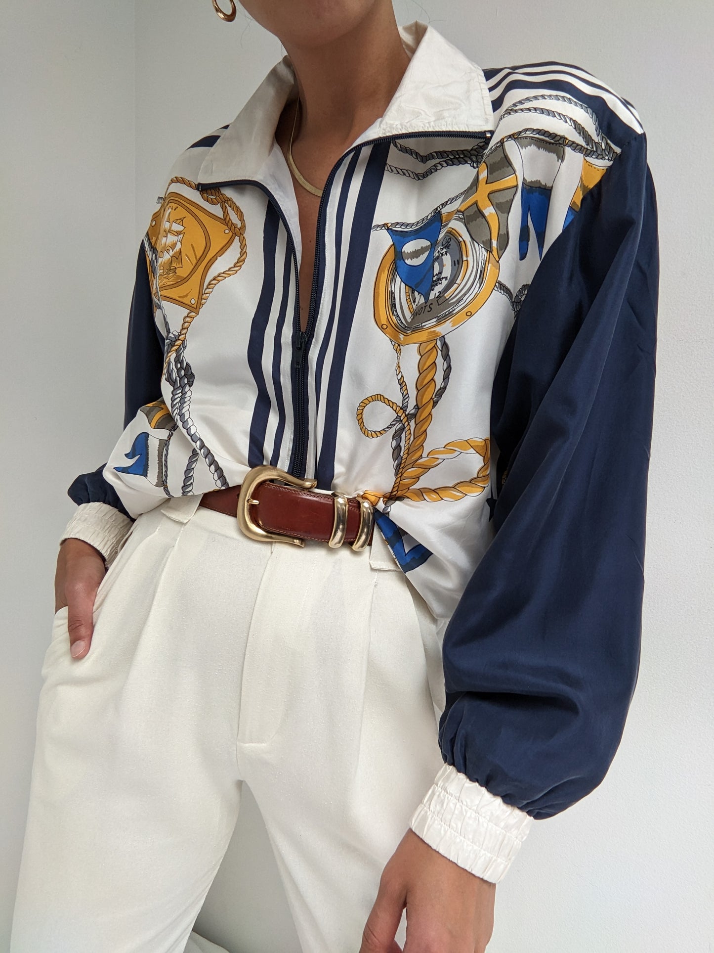 Amazing Vintage Nautical-Themed Silk Bomber