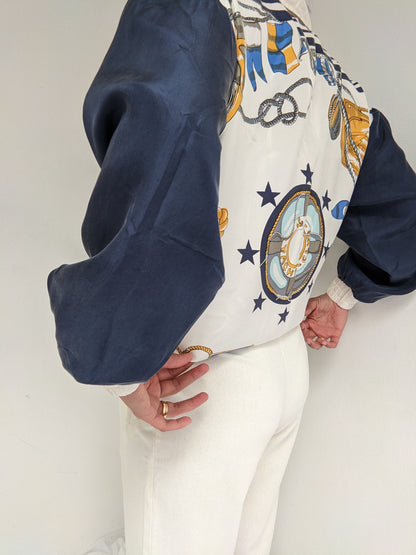 Amazing Vintage Nautical-Themed Silk Bomber