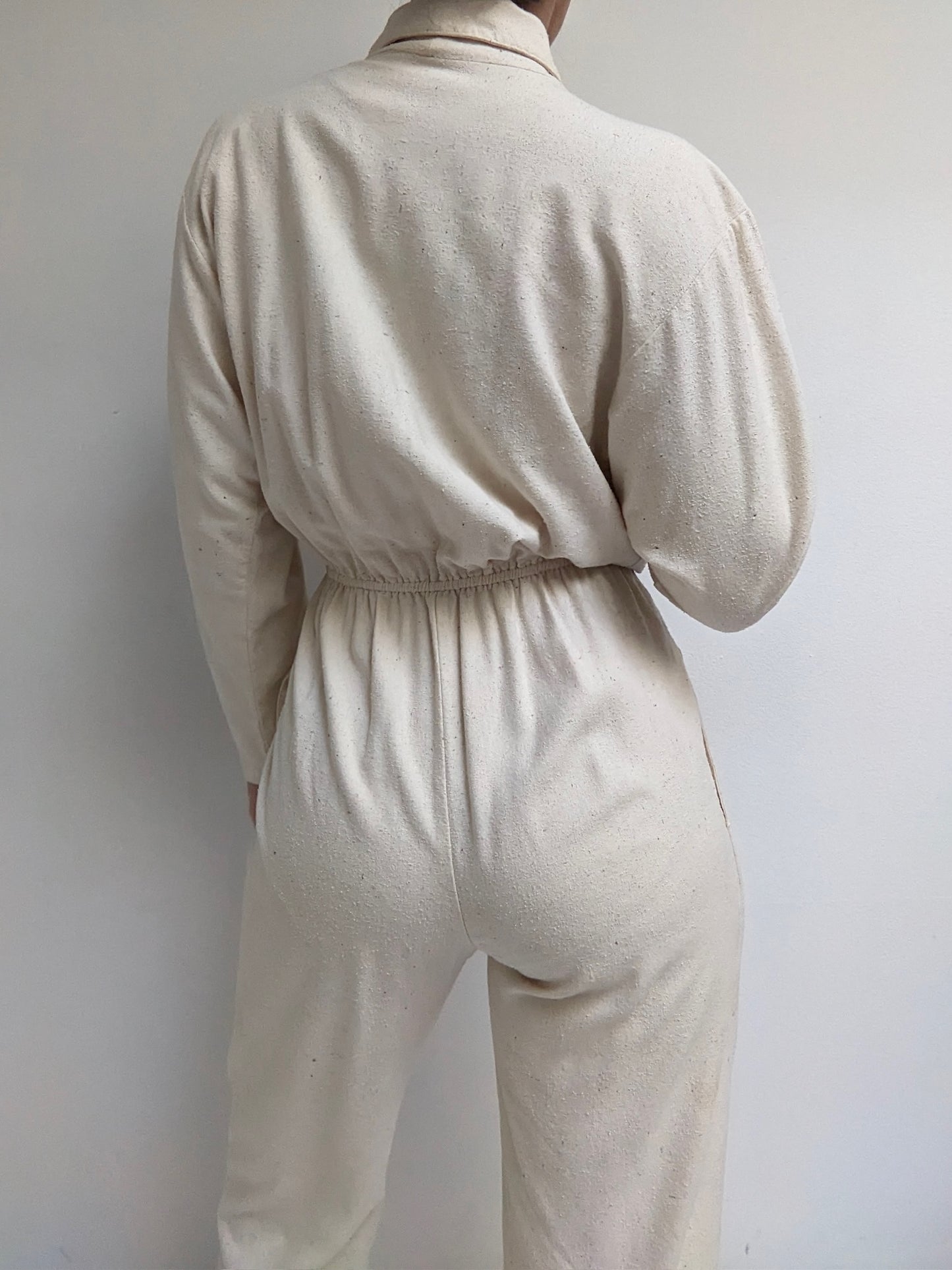 Vintage Cream Raw Silk Jumpsuit