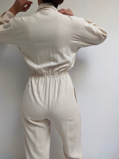 Vintage Cream Raw Silk Jumpsuit