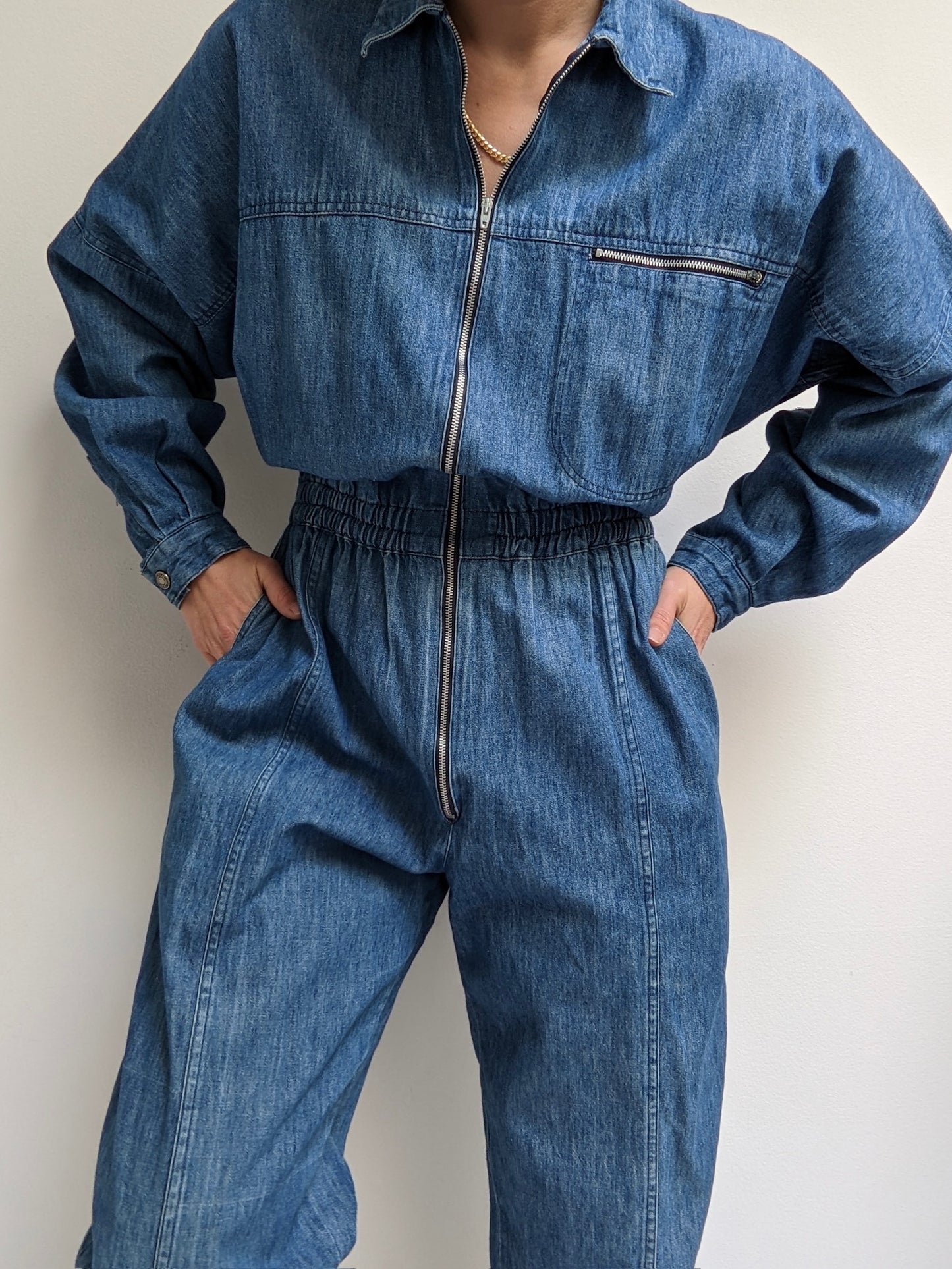 Vintage Calvin Klein Sport Denim Zip Coveralls