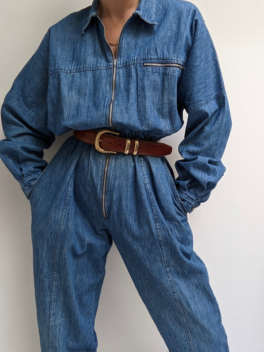 Vintage Calvin Klein Sport Denim Zip Coveralls